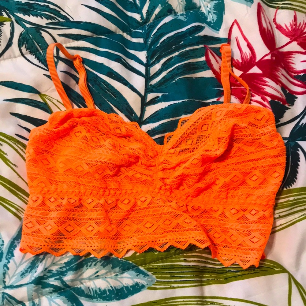 PINK Lace Bra Beautiful Tropical Orange 🍊, super soft!